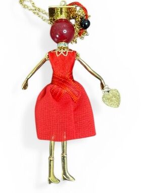 Gisel Laureata Doll Necklace Red Gown Graduation Cap Handmade Milan Italy New